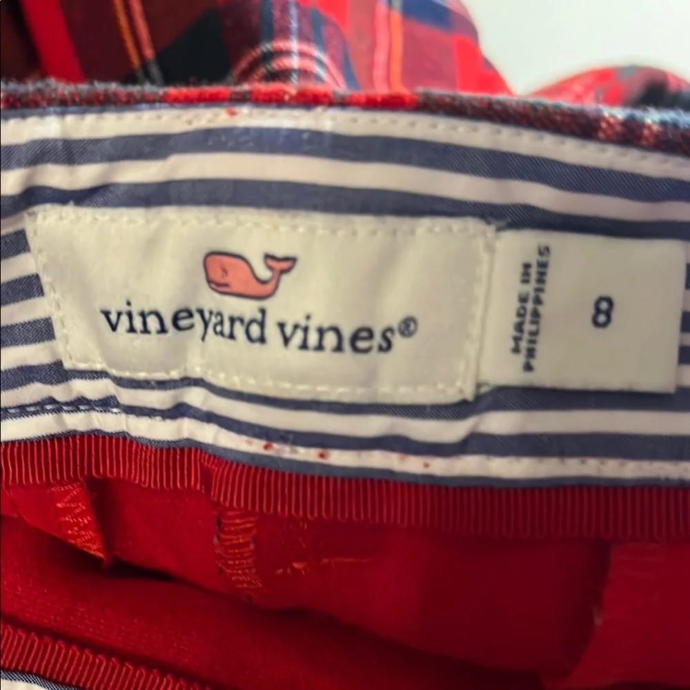 EUC Vineyard Vines Red Plaid Pants / matching belt Sz 8 - Picture 7 of 12